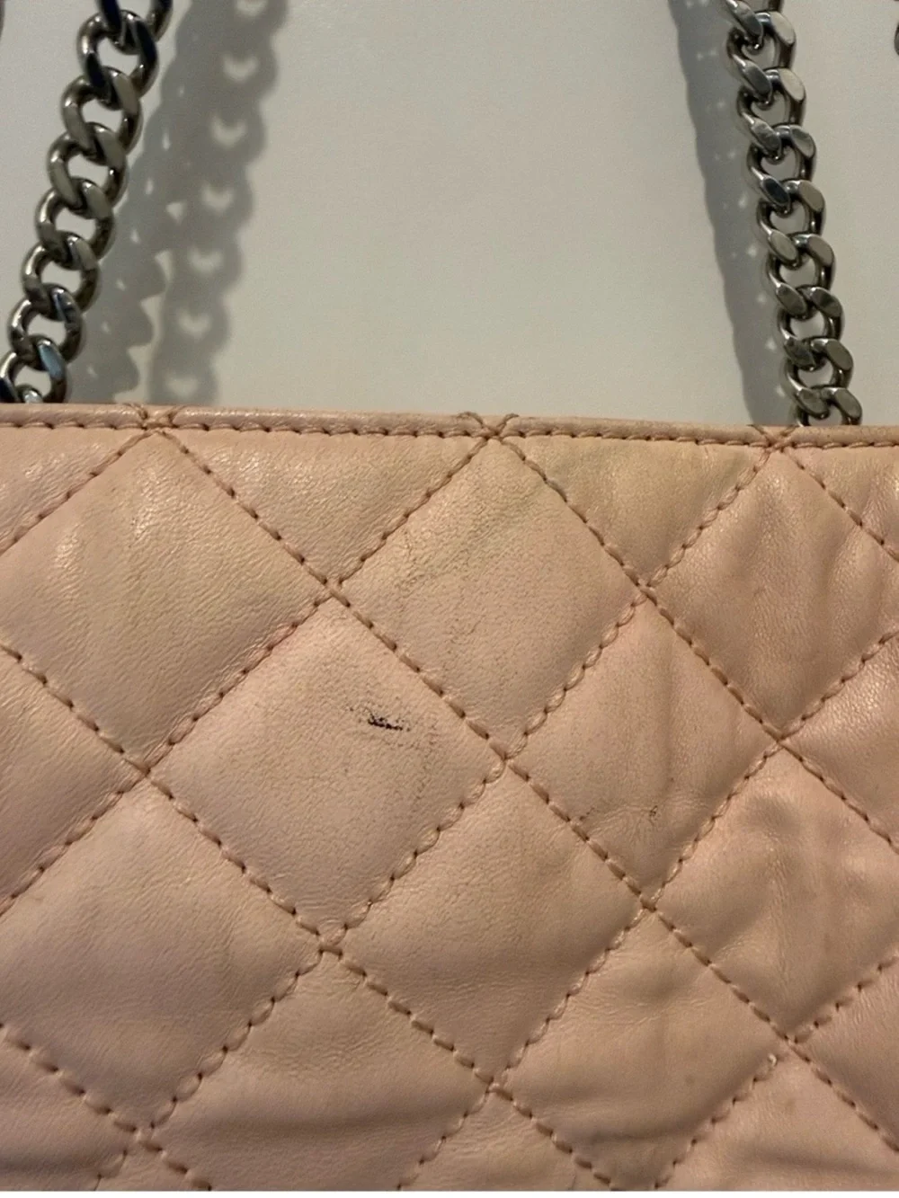 Michael Kors Quilted Blush Shoulder Tote with Chain Straps